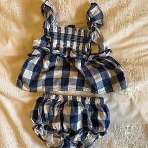 Old Navy Blue Checked Ruffle Set